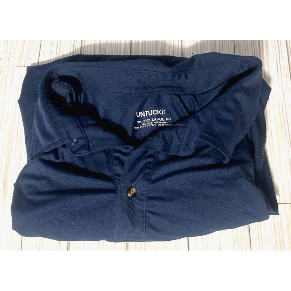UnTuckit Polo Mens XXXL Short Sleeve Stretch Blue Athletic Shirt Golf Logo‎